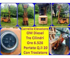 Carrello Elevatore Diesel OM Portata Q.li 20
